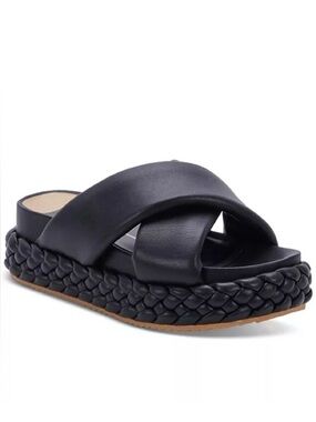 Dolce Vita Blume cross-cross Black Braided Platform Slide Sandal